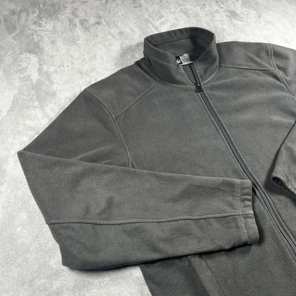 REI Full Zip Fleece Jacket Mens Large Black Long Sleeve Mock Neck Pockets - Picture 2 of 14